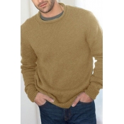 Men's Leisure Plain Long Sleeves Crewneck Loose Fit Pullover Sweater