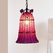 1 Bulb Metal Ceiling Lamp Decorative Pink Bell Bedroom Suspended Lighting Fixture