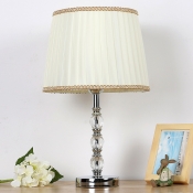 1 Bulb Conical Nightstand Lamp Contemporary Fabric Reading Book Light in Beige
