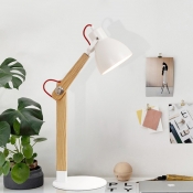Metal Flared Desk Lamp Modern 1 Bulb White Reading Book Light with Rotating Node