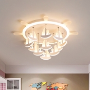 Sailboat Acrylic Flush Mount Contemporary LED White Close to Ceiling Lamp for Children Bedroom
