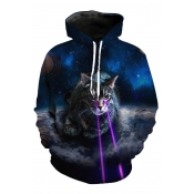 Fashion Hooded Galaxy Cat 3D Printed Long Sleeve Hoodie Sweatshirt