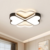 Black Finish Clover-Shape Flushmount Modern LED Acrylic Flush Ceiling Fixture in White/Warm Light