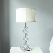 Modernism Drum Table Light Fabric 1 Head Small Desk Lamp in White for Living Room