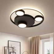 LED Bedroom Flushmount Modernism Black Finish Ceiling Flush with Bear Head Acrylic Shade
