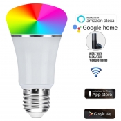 1 pc LED Globe Bulb E27 LED Dimmable Wifi Intelligence Voice and Remote-Controlled Decorative 7 Color Light Bulb, White