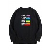 Leisure Boys Long Sleeve Crew Neck Letter SOME PEOPLE ARE GAY GET OVER IT Stripe Printed Oversize Pullover Sweatshirt