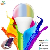 1pc RGB Colour Changing E27 E26 B22 LED Bulb Wifi Intelligence Voice and Remote Control Home Living Room Party Decoration, White