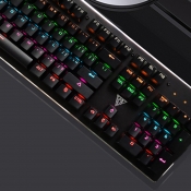 V2 USB Wired Gaming Keyboard Household Office Waterproof Multicolor Backlit 104 pcs Keys, Black