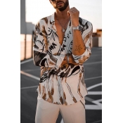 Chic Street Boys Long Sleeve Lapel Collar Button Down Allover Floral Printed Relaxed Shirt in White