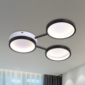 Minimalist 3-Ring Flush Mount Ceiling Light Acrylic LED Bedroom Flushmount Lamp in Black, Warm/White Light