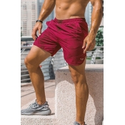 Fitness Sportswear Mens Drawstring Waist Patterned Slit Sides Relaxed Jogger Shorts
