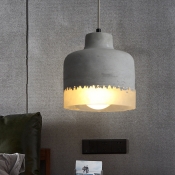Grey Altar Shape Ceiling Light Vintage Cement 1-Head Coffee House Hanging Pendant Lamp