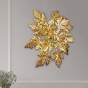 Foliage Flush Mount Wall Light Postmodern Aluminum 1 Bulb Parlor Sconce Lamp in Gold
