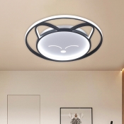 Fox Flush Mount Light Nordic Acrylic LED Living Room Ceiling Flush in Black with Ring Design, Warm/White Light