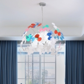 Acrylic Flower Shape Pendant Lamp Contemporary 8-Light LED White Hanging Ceiling Light