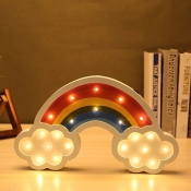 Rainbow Kindergarten Mini Wall Lighting Wood Cartoon Integrated LED Night Stand Lamp in White