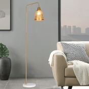 Bell Shaped Cutouts Standing Lamp Mid Century Iron Single Living Room Floor Light in Gold