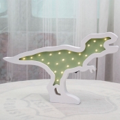 Green Dinosaur Mini Nightstand Light Cartoon Wooden LED Wall Lighting for Boy's Bedroom