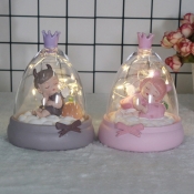 Mini Boy/Girl Night Stand Light Kids Style Resin Bedroom LED Table Lamp in Pink/Brown with Bell Shade