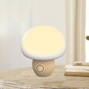 Wood Mushroom Mini Nightstand Light Kids White USB Charging Touch LED Table Lamp with Magnet
