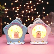 Pink/Blue Star House Nightstand Light Kids Resin Battery Powered LED Table Lamp for Bedside