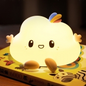 Soft Cloud Rubber Nightstand Light Cartoon White LED Table Lighting with USB Charging Cord