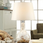 Farmhouse Onion Shape Night Table Light 1 Light Shell Desk Lamp in White for Living Room