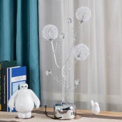 LED Table Lamp with Sphere Shade Aluminum Wire Art Deco Bedroom Tree Nightstand Lamp in Silver