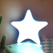 Kids Star Mini Night Lamp Plastic Bedside USB Charging LED Wall Hanging Light in Blue-Yellow