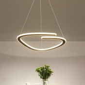 Curved Line LED Chandelier Pendant Minimal Acrylic Black Hanging Pendant Light in Warm/White Light