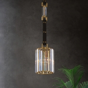 1/3-Bulb Pendulum Light Simplicity Cylinder Clear Prismatic Crystal Hanging Pendant, 8