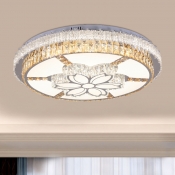 Clear Blossom Flush Ceiling Light Contemporary Hand-Cut Crystal LED Ceiling Flush Mount for Living Room