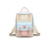 Stylish Buckle Design Color Block Cute Casual Backpack School Bag for Juniors