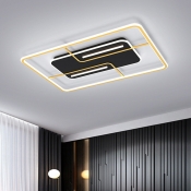 Gold Rectangular Ceiling Flush Mount Modernist LED Acrylic Flush Light Fixture for Living Room