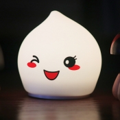 Rubber Winking Peach Nightstand Lamp Kids White USB Rechargeable LED Table Light with Clap 7-Color Switchable Design