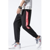 Contrast Striped Printed Drawstring Waist Leisure Tapered Pants