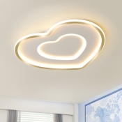 LED Sleeping Room Ceiling Light Fixture White Flush Mount Lighting with Loving Heart Acrylic Shade