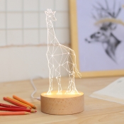 Rechargeable 3D Giraffe Night Light Kids Acrylic Wood LED Table Lighting with Dimmer Function