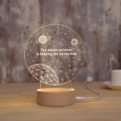 Mini 3D Cosmos Child Bedroom Night Lamp Acrylic Kids USB Charging LED Table Lighting in Wood