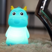 Kids Mini Cartoon Dragon Night Lamp Silica Gel Kindergarten Chargeable LED Table Light in Blue