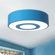 Round Drawing Room Flush Mount Light Acrylic LED Cartoon Ceiling Lighting in Blue/Green/Yellow