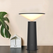 Moveable Cone Shade Touch Table Light Minimalist ABS Bedside USB Charging LED Nightstand Lamp in Black/White