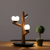 Wood Love Tree USB Charging Table Light Modern Creative Brown LED Nightstand Lamp for Bedside