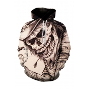 Novelty Mens 3D Hoodie Indian Skull Printed Drawstring Cuffed Regular Fitted Long Sleeve Hoodie
