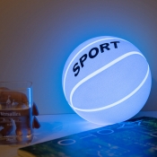 Basketball Boy's Bedroom Night Light Rubber Kids Style Rechargeable LED Nightstand Lighting in Pink/Blue