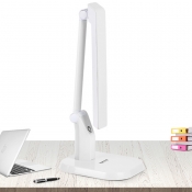 Modern LED Foldable Plug In Task Light White Rectangle Touch Dimmable Reading Lamp with Plastic Shade