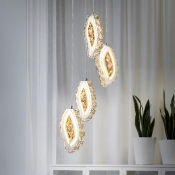 Silver Leaf Cluster Pendant Light Modernism Faceted Crystal LED Suspension Lamp for Dining Room
