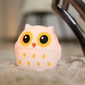 Cute Mini Night Owl Table Light Kids Rubber Nursery USB LED Nightstand Lamp in White with Touch Sensor