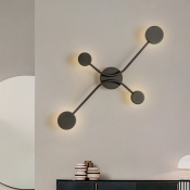 Metallic Round Wall Mounted Lamp Minimalism LED Wall Lighting Ideas in Black, Warm/White Light